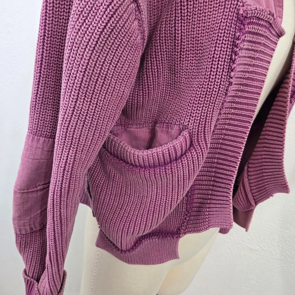Free People Women's Worn Thru Surplus Cardigan sweater bubblegum pink size small - Picture 5 of 8